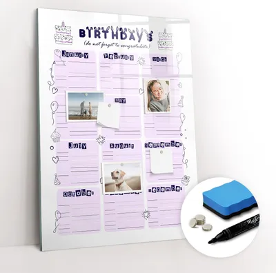 Produktbild von Magnetpinnwand Memoboard - Zubehörsatz - Schwarzer Marker + Schwamm + Magnete - 70 x 100 cm - Geburtstagsplaner