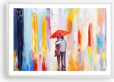 Produktbild von Gerahmtes Poster - Weißer Rahmen - Liebhaber Regenschirm - 70x50 cm - Wand Bild - Wanddeko - Wandbilder - Kunstposter - Wandposter - Bilderrahmen - Bilder - Kunstdruck - Wandbild - P2WAA70x50-3692