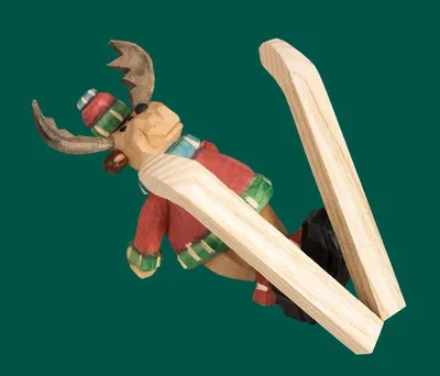 Produktbild von Holzfigur Elch Sturzpilot geschnitzt Höhe 9cm NEU