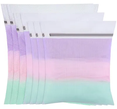 Image de Lot de 7 sacs de lavage | Maille fine et maille grossière | 3 tailles différentes | Lavables en machine et adaptés au sèche-linge