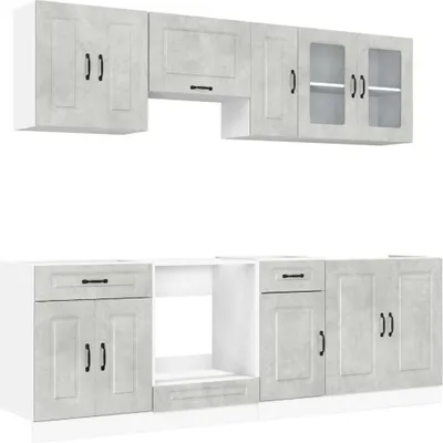 Produktbild von 8-tlg. Küchenschrank-Set Kalmar Betongrau Holzwerkstoff