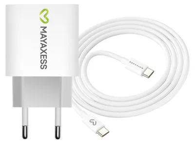Immagine prodotto di Mayaxess, alimentatore da 20 W per iPhone 15 Pro Max + cavo USB-C da 1 m, bianco