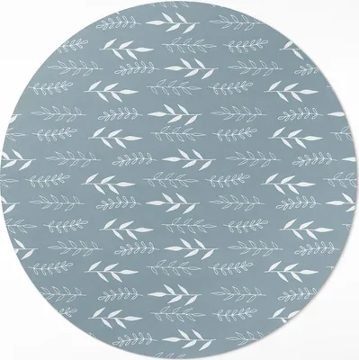Produktbild von Minimalistische Illustration von Zweigen und Blättern – Vinyl Fußmatte – Ø 80cm – Rutschfest – Pflegeleicht & Langlebig