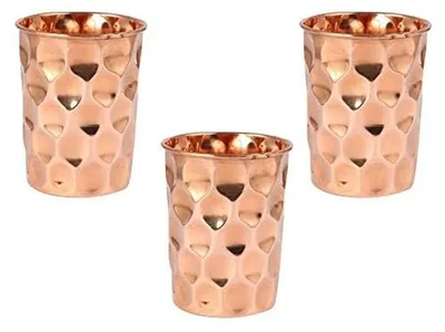 Image de Verres en cuivre pur avec motif diamant, 300 ml, lot de 3