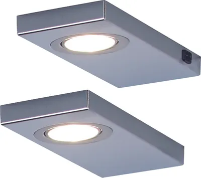 Produktbild von Rolux 2er-Set LED Leuchte LEON - 2 x 3 W, Edelstahl, 3200 K warmweiß, inklusive Konverter und Masterschalter; 141522