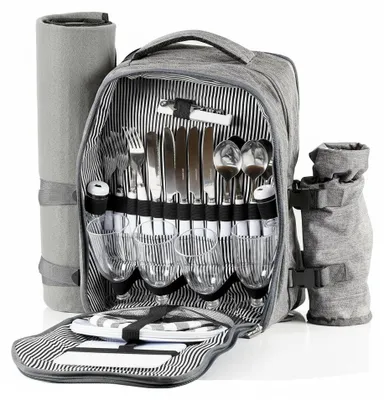 Immagine prodotto di InAndOutdoorMatch - Zaino da picnic - Per 4 persone - Grigio - 11 litri, Immagine generata dall'IA