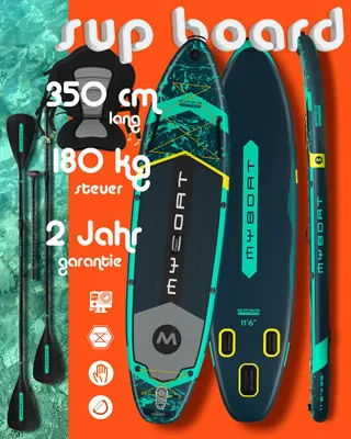 Produktbild von Komplettset Kajak Touring SUP Board Set mit 7 cm hohem stabilem Sitz, zweite 4-teiligem Paddel, MyBoat Bass Hunter 2 Personen Paddling Kayak Kanu Boot