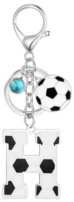 Productafbeelding van Voetbal Sleutelhanger met Letter H en Blauw Kristal