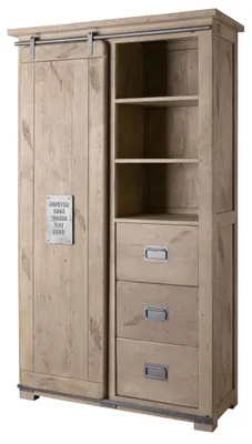 Produktbild von MASSIVMOEBEL24.DE Schrank Mango 100x45x175 whitewash lackiert RAILWAY #314