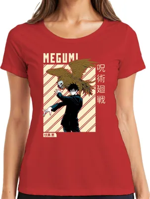 Produktbild von MEGUMI Jujutsu Kaisen 呪術廻戦 Fushiguro Shikigami Anime Ästhetik Damen T-Shirt, Rot, 3XL