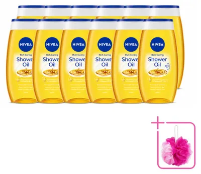 Imagen del producto de 12 unidades de NIVEA Natural, aceite de ducha - 200 ml - Paquete económico - 12 piezas