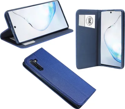 Produktbild von Buch Tasche "Smart" kompatibel mit SAMSUNG GALAXY NOTE 10 (N970F) Handy Hülle Etui Brieftasche Schutzhülle mit Standfunktion, Kartenfach Blau