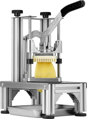 Obrázok produktu pre Profesionálny krájač na hranolky z hliníka so 4 nerezovými nožmi – 50 x 22 x 22 cm – vhodný na zeleninu – ľahko sa čistí – protišmykový