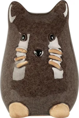 Image de Figurine décorative chat Misu - porcelaine, 13 cm, gris