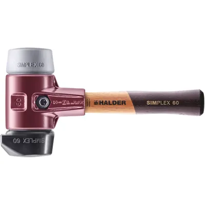 Produktbild von HALDER SIMPLEX Schonhammer Ø 60 mm Gummi schwarz / TPE-mid grau mit Standfuß kurzer Stiel mit Tempergussgehäuse
