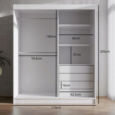 Kleiderschrank LOTTA popular 110 brilliant weiß / eiche sonoma