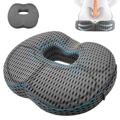 Produktbild von Orthopädisches Sitzkissen, Druckstellenkissen für Stühle, ergonomisches Kissen zur Linderung von Steißbeinschmerzen, Hämorrhoiden und Hüftbeschwerden, rutschfest, für Sofa, Büro, Auto und Rollstuhl.