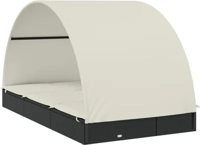 Obrázok produktu pre vidaXL Lehátko pre 2 osoby s okrúhlou strechou čierne 211x112x140 cm