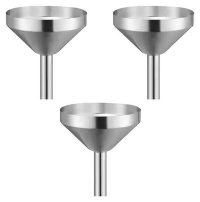 Produktbild von Mini Trichter Set 3 Stück Edelstahl für Küche Kosmetik Parfüm Autos Betanken Klein S