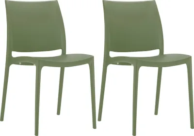 Produktbild von CLP 2er Set Stapelstühle Maya bis zu 130 kg belastbar oliv