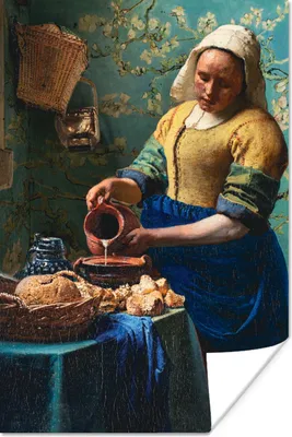 Produktbild von MuchoWow® Poster Milchmädchen - Mandelblüte - Van Gogh - Vermeer - Gemälde - Alte Meister 60x90 cm - Wanddekoration
