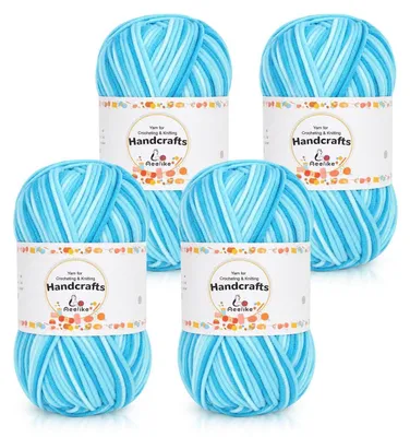 Obrázek produktu pro Příze s přechody barev, 200 g (4 x 50 g), 5-nitná bavlna/akryl, vhodná pro háčkování a pletení, světle modrá