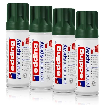 Produktbild von 4x edding Permanent Spray moosgrün matt 200 ml Premium Acryllack, RAL 6005