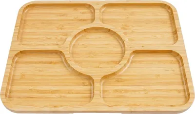 Produktbild von Wurstplatte, 5 Fächer, tragbar mit Deckel, Logfarbe