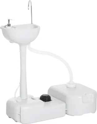 Produktbild von Camping-Waschbecken mit Auffangbehälter, Seifenspender, 17L Wassertank, mobil, hellgrau