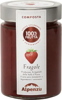 Produktbild von Composta di Fragole 100 % da Frutta, Erdbeer-Fruchtaufstrich aus 100% Frucht, 350g, Alpenzu