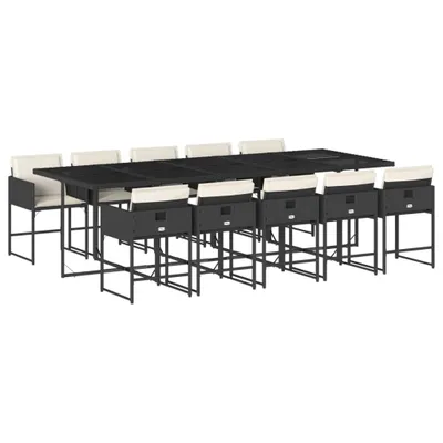 Produktbild von vidaXL 11-tlg. Garten-Essgruppe mit Kissen Schwarz Poly Rattan