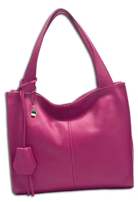Produktbild von Florence Leder Tasche Damen Schultertasche Shopper fuchsia rosa 10x33x29cm OTF155P