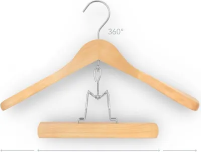 Quality Hangers Luxus-Kleiderbügel Aus Holz – 17,5 Zoll, Mit Hosenstange, Natürliche Oberfläche, 2er-Set
