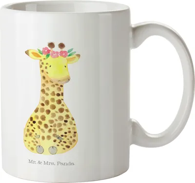 Produktbild von Mr. & Mrs. Panda Pott Giraffe Blumenkranz - Weiß - Geschenk, Plastikbecher, Kinderbecher, Selbstliebe, Freundin, Abenteurer, Afrika, Trinklernbecher, Mehrwegbecher