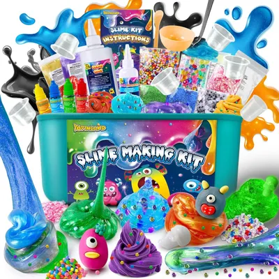Immagine prodotto di Kit per fare slime - Kit con 27 pezzi - Glow in the dark - Set per ragazze