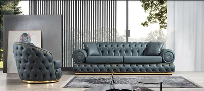 Produktbild von Sofagarnitur 3+1 Sitzer Garnitur Sofa Sofas Leder Sessel Luxus Chesterfield