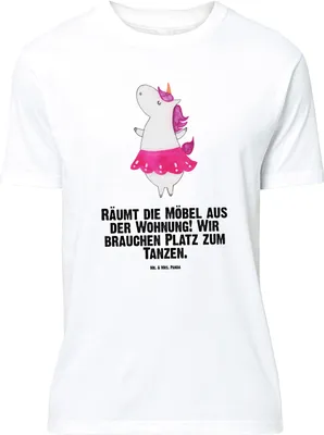 Produktbild von Mr. & Mrs. Panda Größe XL T-Shirt Einhorn Ballerina - Weiß - Geschenk, Tanzen, Tshirt, Wohnung, Shirt, Geburtstag, Unicorn, mit Spruch, Einhörner