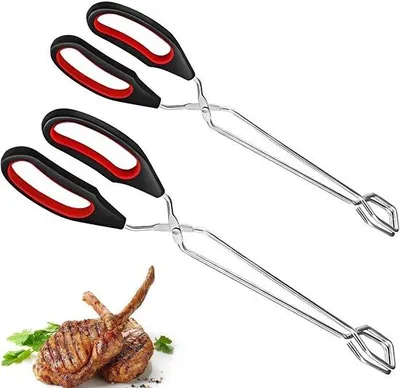 Produktbild von Unyqoos® Küchenzangen 2er-Set aus Edelstahl – ergonomische, rutschfeste & hitzebeständige Griffe, ideal zum Kochen und Grillen, 23,5 cm + 28 cm
