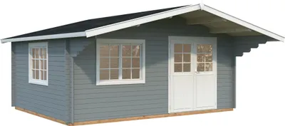 Produktbild von Gartenhaus Palmako Sally 19,1 m² inkl. Fußboden 577 x 560 cm hellgrau-weiß