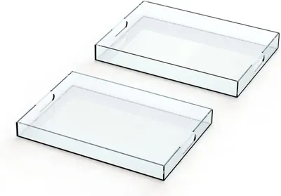 Acryl-Tablett mit Griffen, 2er-Set, 42x30x5 cm & 40x28x4,3 cm, transparent