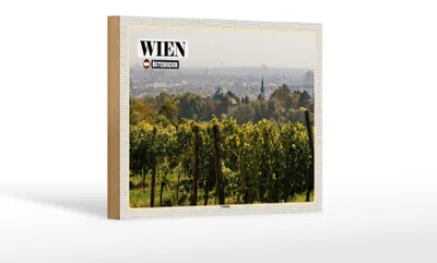 Produktbild von Holzschild Reise Wien Österreich Grinzing Weinfelder 18x12 cm