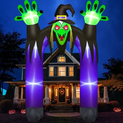Aufblasbarer Hexenbogen 3 m mit LED für Halloween-Deko