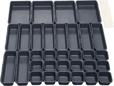 Image de Poignée coulissante pour tiroirs - lot de 32 pièces - noir - avec billes antidérapantes