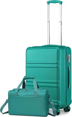 Image de KONO Valise à roulettes Bagage à main Trolley Set 2 pièces turquoise 55cm