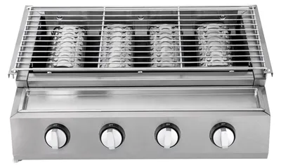 Image de Barbecue à gaz, 4 brûleurs, construction en acier inoxydable, Argent