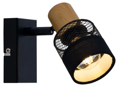 Produktbild von Wandleuchte, Spot beweglich, Holz, Textil, schwarz