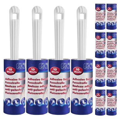 Produktbild von 4 x Fusselrolle + 8 Ersatzrollen Kleiderroller Fussel Bürste Rollen Roller