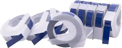 Produktbild von vhbw 10x 3D Prägeband-Schriftband-Kassette Ersatz für Dymo 0898140, 520106, S0898140 für Etiketten-Drucker 3m x 9mm Weiß auf Blau