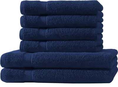 Produktbild von 6 tlg. Handtuch Set - Navy Blau - 500g/m²  - 2 Duschtuch 4 Handtuch - 100% Baumwolle
