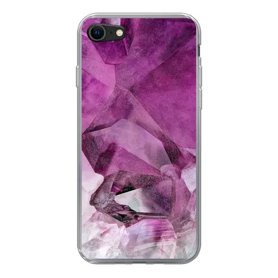 Produktbild von MuchoWow® Handyhülle Schutzhülle Hülle für iPhone 7 Naturstein - Lila - Luxus Silikon Softcase Handy Hülle - Kartenhalter